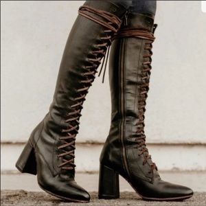 RARE Jean Lace Up boots